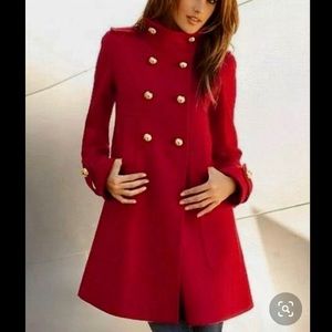 Victoria’s Secret Red Wool Military Pea Coat